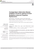 Cover page: Corrigendum: Adenosine Kinase Inhibition Protects against Cranial Radiation-Induced Cognitive Dysfunction