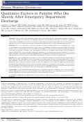 Cover page: Qualitative Factors in Patients Who Die Shortly After Emergency Department Discharge