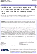 Cover page: Variable impact of geochemical gradients on the functional potential of bacteria, archaea, and phages from the permanently stratified Lac Pavin