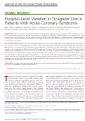 Cover page: Hospital‐Level Variation in Ticagrelor Use in Patients With Acute Coronary Syndrome