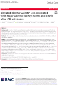 Cover page: Elevated plasma Galectin-3 is associated with major adverse kidney events and death after ICU admission