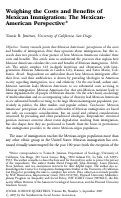 Cover page: Weighing the Costs and Benefits of Mexican Immigration: The MexicanAmerican Perspective