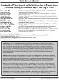 Cover page: Standardized Video Interviews Do Not Correlate to United States Medical Licensing Examination Step 1 and Step 2 Scores