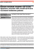 Cover page: Immuno-metabolic dendritic cell vaccine signatures associate with overall survival in vaccinated melanoma patients