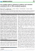 Cover page: Iron loading induces cholesterol synthesis and sensitizes endothelial cells to TNFα-mediated apoptosis