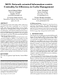 Cover page: NICE: Network-oriented Information-centric Centrality for E iciency in Cache Management