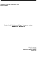 Cover page: Political and Public Acceptability of Congestion Pricing: Ideology and Self Interest