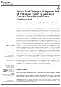 Cover page: Amino Acid Changes at Arginine 204 of Troponin I Result in Increased Calcium Sensitivity of Force Development