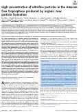 Cover page: High concentration of ultrafine particles in the Amazon free troposphere produced by organic new particle formation