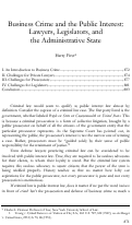 Cover page: Business Crime and the Public Interest: Lawyers, Legislators, and the Administrative State