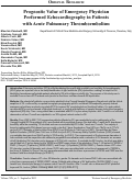 Cover page: Prognostic Value of Emergency Physician-performed Echocardiography in Patients with Acute Pulmonary Thromboembolism