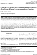 Cover page: Cross-cultural Validation of Instruments Measuring Health Beliefs about Colorectal Cancer Screening among Korean Americans