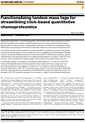 Cover page: Functionalizing tandem mass tags for streamlining click-based quantitative chemoproteomics.