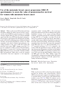 Cover page: Use of the metastatic breast cancer progression (MBC-P) questionnaire to assess the value of progression-free survival for women with metastatic breast cancer