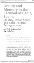 Cover page: Orality and Memory in the Carnival of Cádiz, Spain: Identity, Urban Space, and Socio-Political Transgression