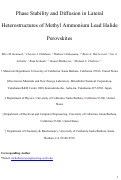 Cover page: Phase Stability and Diffusion in Lateral Heterostructures of Methyl Ammonium Lead Halide Perovskites