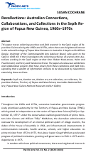Cover page: Recollections: Australian Connections,  Collaborations, and Collections in the Sepik Region of Papua New Guinea, 1960s–1970s
