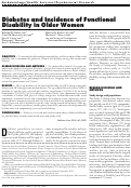 Cover page: Diabetes and incidence of functional disability in older women.