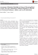 Cover page: Assessment of Metabolic Flexibility by Means of Measuring Blood Lactate, Fat, and Carbohydrate Oxidation Responses to Exercise in Professional Endurance Athletes and Less-Fit Individuals