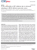 Cover page: A new vulnerability to BET inhibition due to enhanced autophagy in BRCA2 deficient pancreatic cancer