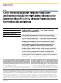 Cover page: Cost-benefit analysis of nanofertilizers and nanopesticides emphasizes the need to improve the efficiency of nanoformulations for widescale adoption.