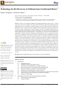 Cover page: Technology for the Recovery of Lithium from Geothermal Brines †