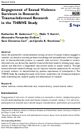 Cover page: Engagement of Sexual Violence Survivors in Research: Trauma-Informed Research in the THRIVE Study