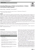 Cover page: Evaluating Effectiveness of Online Learning Modules in Pediatric Environmental Health Education