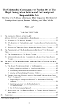 Cover page: The Unintended Consequence of Section 601 of the Illegal Immigration Reform and the Immigrant Responsibility Act: The Rise of U.S.-Based Claims and Their Impact on The Board of Immigration Appeals, Federal Judiciary, and Mass Media