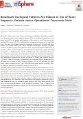 Cover page: Broadscale Ecological Patterns Are Robust to Use of Exact Sequence Variants versus Operational Taxonomic Units