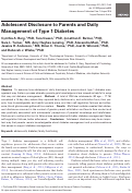 Cover page: Adolescent Disclosure to Parents and Daily Management of Type 1 Diabetes.