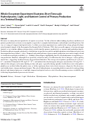 Cover page: Whole-Ecosystem Experiment Illustrates Short Timescale Hydrodynamic, Light, and Nutrient Control of Primary Production in a Terminal Slough