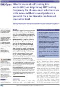 Cover page: Effectiveness of self-testing kits availability on improving HIV testing frequency for chinese men who have sex with men and their sexual partners: a protocol for a multicenter randomised controlled trial