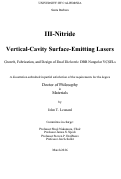 Cover page: III-Nitride Vertical-Cavity Surface-Emitting Lasers: Growth, Fabrication, and Design of Dual Dielectric DBR Nonpolar VCSELs