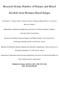 Cover page: Research Octane Numbers of Primary and Mixed Alcohols from Biomass-Based Syngas