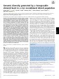 Cover page: Genomic diversity generated by a transposable element burst in a rice recombinant inbred population