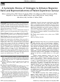 Cover page: A Systematic Review of Strategies to Enhance Response Rates and Representativeness of Patient Experience Surveys