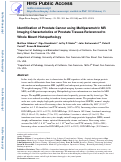Cover page: Identification of prostate cancer using multiparametric MR imaging characteristics of prostate tissues referenced to whole mount histopathology