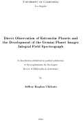 Cover page: Direct Observation of Extrasolar Planets and the Development of the Gemini Planet Imager Integral Field Spectrograph