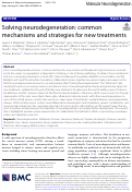 Cover page: Solving neurodegeneration: common mechanisms and strategies for new treatments