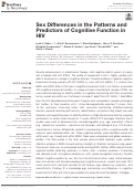 Cover page: Sex Differences in the Patterns and Predictors of Cognitive Function in HIV