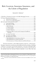 Cover page: Risk Aversion, Insurance Insurance, and the Limits of Regulation