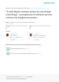 Cover page: “It will always continue unless we can change something”: consequences of intimate partner violence for indigenous women, children, and families
