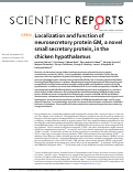 Cover page: Localization and function of neurosecretory protein GM, a novel small secretory protein, in the chicken hypothalamus