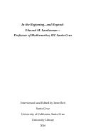 Cover page: In the Beginning...and Beyond:&nbsp;Edward M. Landesman—Professor of Mathematics, UC Santa Cruz