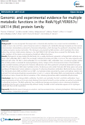 Cover page: Genomic and experimental evidence for multiple metabolic functions in the RidA/YjgF/YER057c/UK114 (Rid) protein family