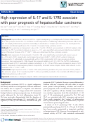 Cover page: High expression of IL-17 and IL-17RE associate with poor prognosis of hepatocellular carcinoma