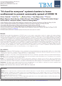 Cover page: “It’s hard for everyone” systemic barriers to home confinement to prevent community spread of COVID-19