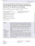 Cover page: Factors Associated with and Temporal Trends in the Use of Radiation Therapy for the Treatment of Pituitary Adenoma in the National Cancer Database