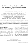 Cover page: Precision medicine in chronic disease management: The multiple sclerosis BioScreen